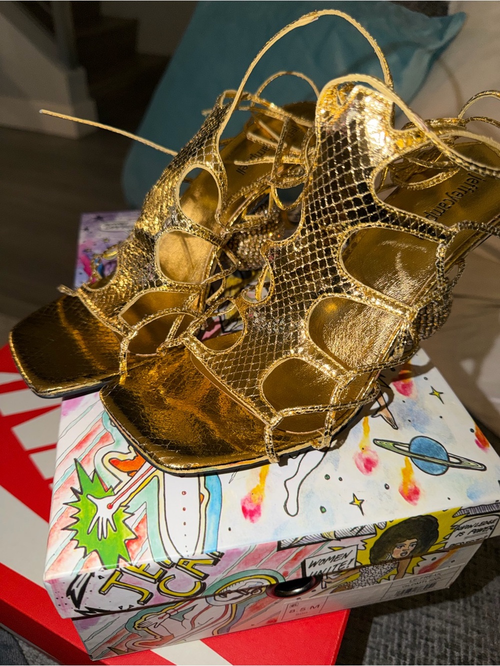 JEFFREY CAMPBELL Gold “LE- FREAK sandal. New in box. - Picture 3 of 7